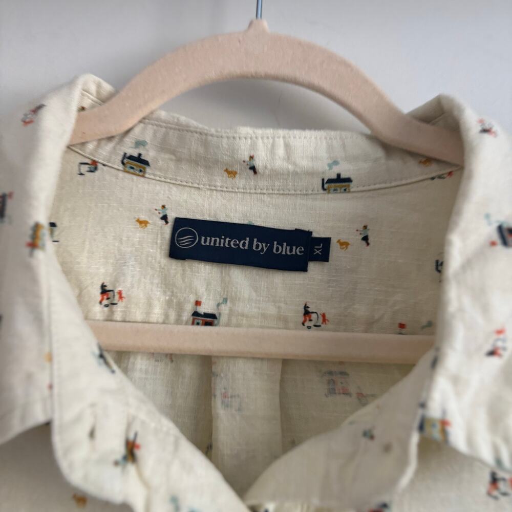 United by Blue SoftHemp Printed Chambray Button Down Shirt Sz XL Novelty - Picture 4 of 10